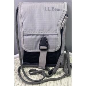 L.L.Bean Crossbody Wallet Purse Belt Bag Hiking Travel Grey/Black Multi Zipper